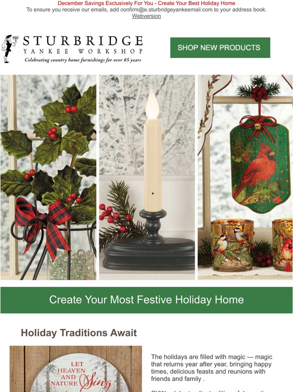 Sturbridge Yankee Workshop Christmas 2022 Sturbridge Yankee Workshop Email Newsletters: Shop Sales, Discounts, And  Coupon Codes
