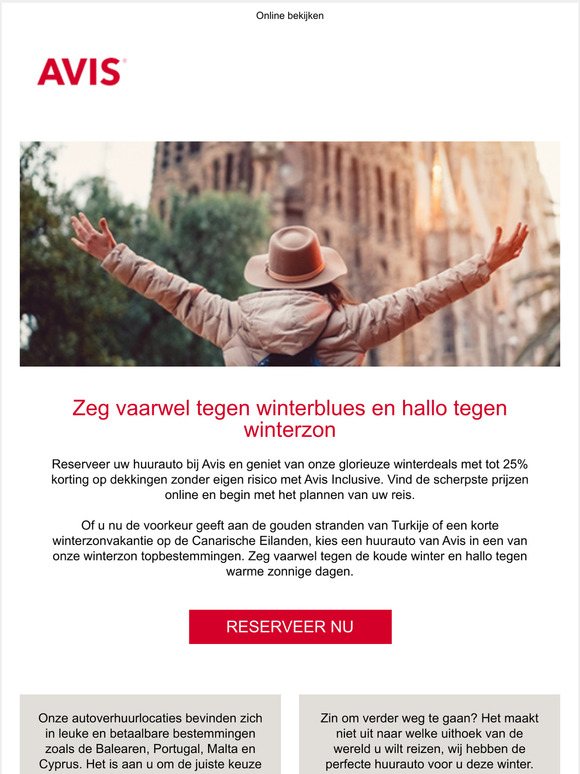 Hallo winterzon - krijg tot 25% korting met Avis Inclusive