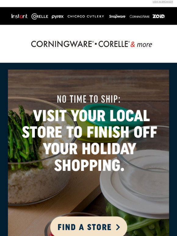 Corningware Corelle &amp; More Outlets: Time to finish your holiday ...