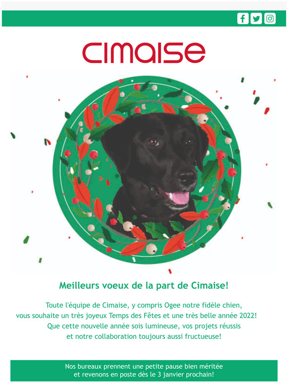 Meilleurs vux de la part de Cimaise!