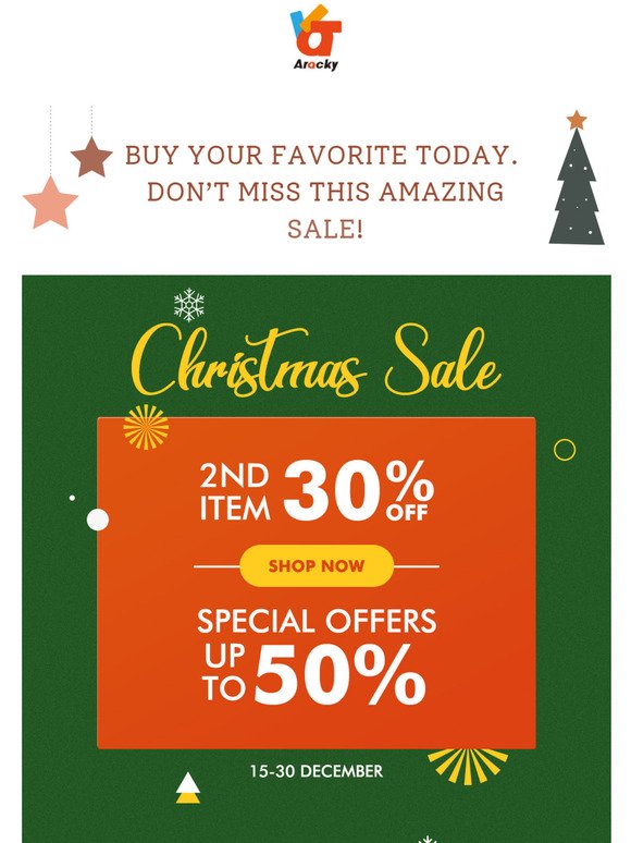 CHRISTMAS SALE starts now, up to 50% off