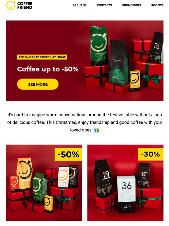 Don't miss a chance - all coffee up to -50%