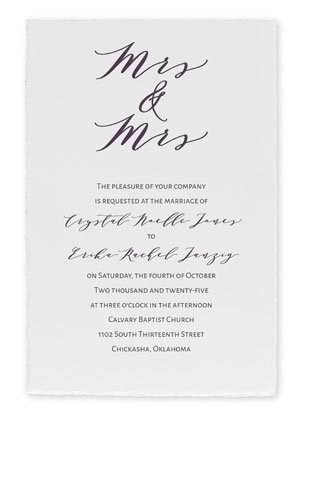 Together Deckle - Mrs. and Mrs. - White - Invitation