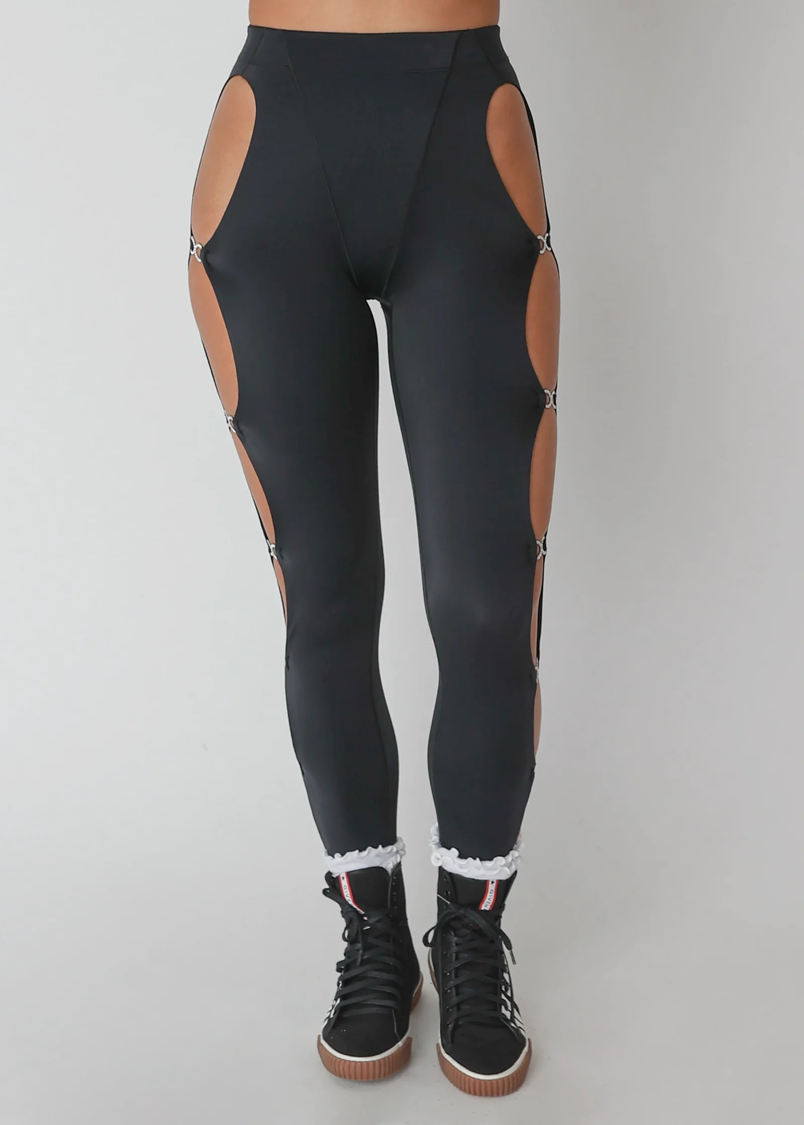 Crystal Cutout high-rise leggings in black - Adam Selman Sport