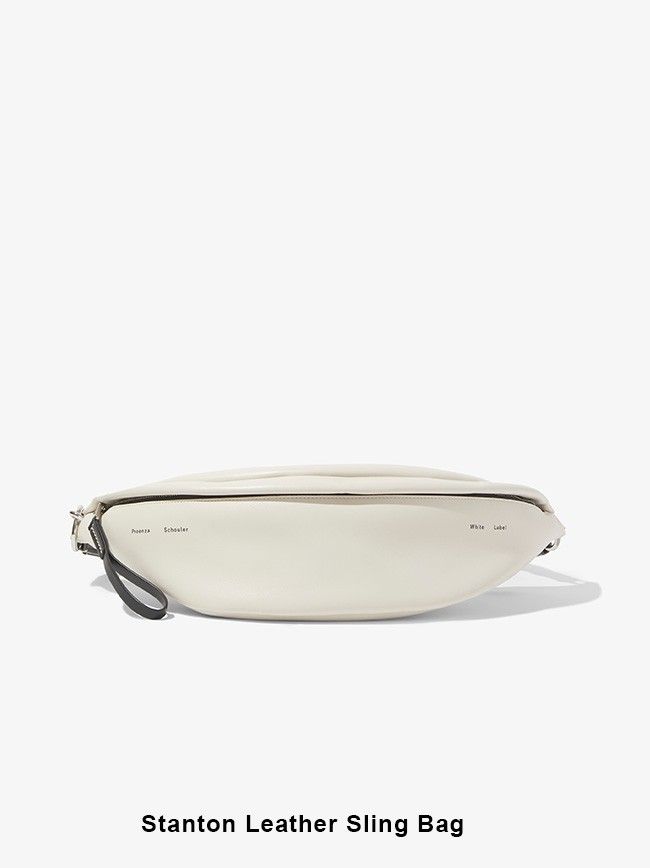 white long banana shaped bag