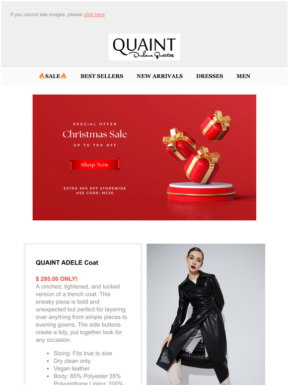  CHRISTMAS SALE 30% OFF Everything  CODE: MC30   Your fashion coats is here!!!