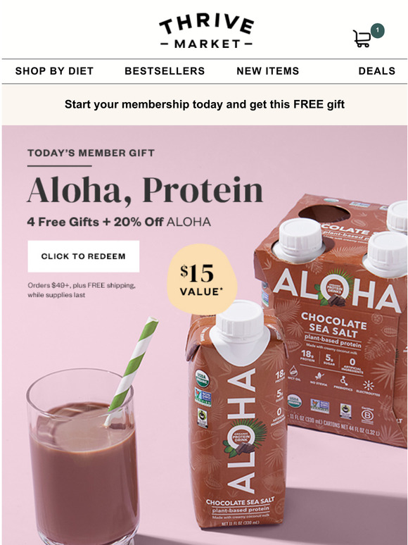 Thrive Market 4 FREE lowsugar protein drinks (15 value) Milled