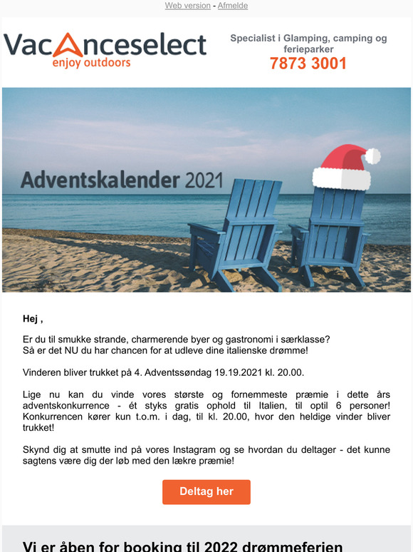 Vacanceselect Adventskalender - Gratis ophold i Italien!