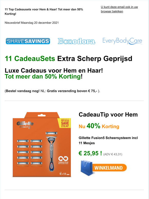 11 Gillette+Wilkinson Giftsets voor Hem & Haar! Tot Meer dan 55% Korting! Bestel vandaag nog!