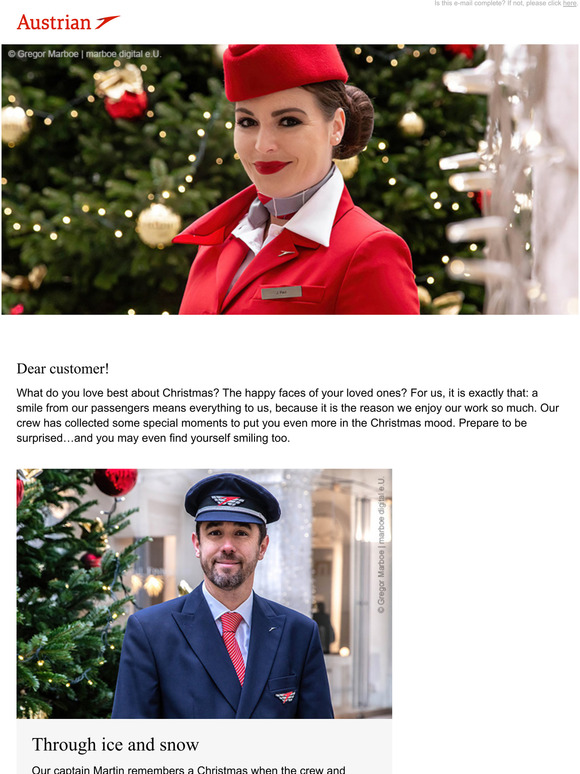 Austrian Airlines Christmas moments above the clouds Milled