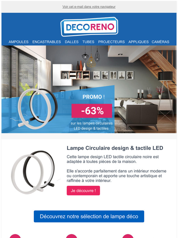 PROMO : -63% sur les lampes circulaires LED tactile