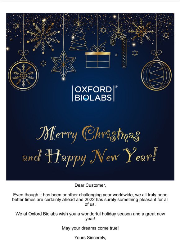 Merry Christmas from all of us at Oxford Biolabs