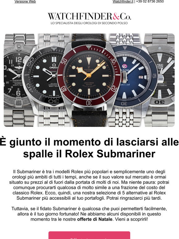 Watchfinder Rest Of EU: 5 alternative pi economiche al Rolex Submariner |  Milled