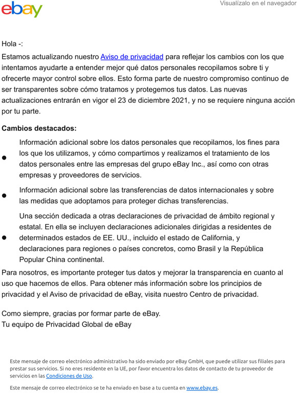 Actualizaciones del Aviso de privacidad