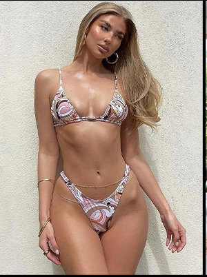 Vacation Mode Bikini Top Geo Print