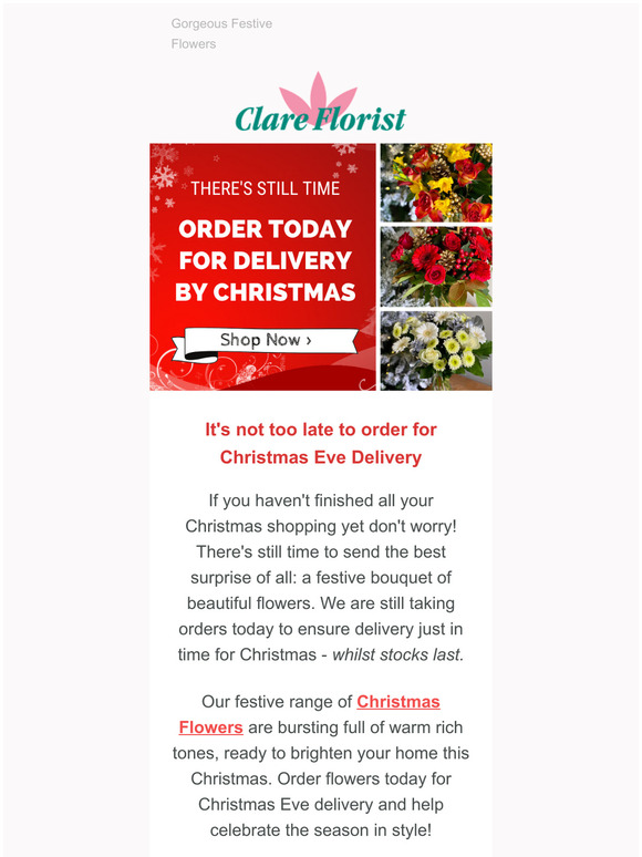 It's not too late for Christmas Flower Delivery