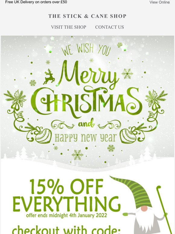15% OFF Everything at The Stick & Cane Shop