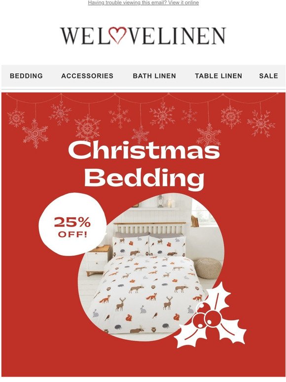 25% Off Christmas Bedding! 