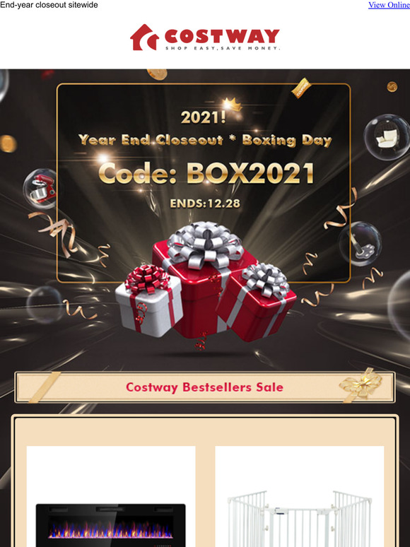 Big savings starts now. Get all you want with Costway end-year sale!