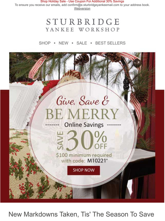 Sturbridge Yankee Workshop Christmas 2022 Sturbridge Yankee Workshop Email Newsletters: Shop Sales, Discounts, And  Coupon Codes