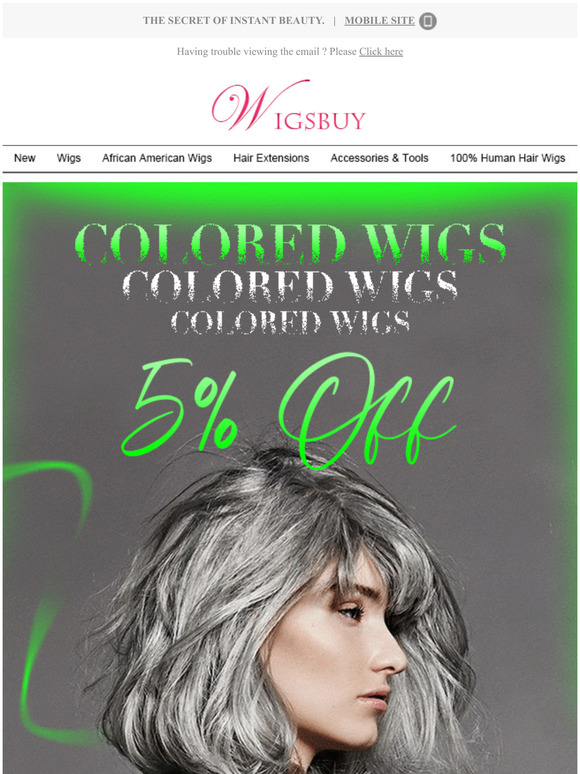 Colored Wigs Extra 5% Off | 12% Off Any Order