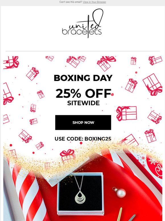  Boxing Day 25% Off Ends Tonight!
