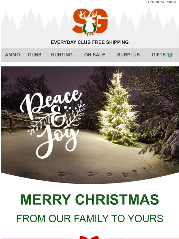 Sportsman's Guide Merry Christmas From Our Family to Yours Milled