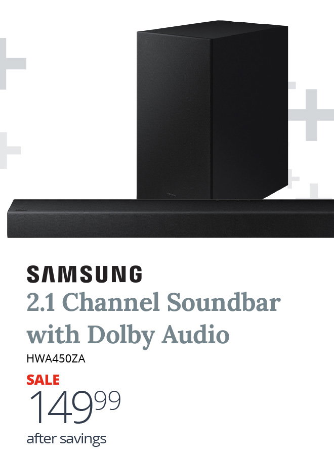 Samsung | 2.1 Channel Soundbar with Dolby Audio | HWA450ZA | SALE | 149.99 after savings