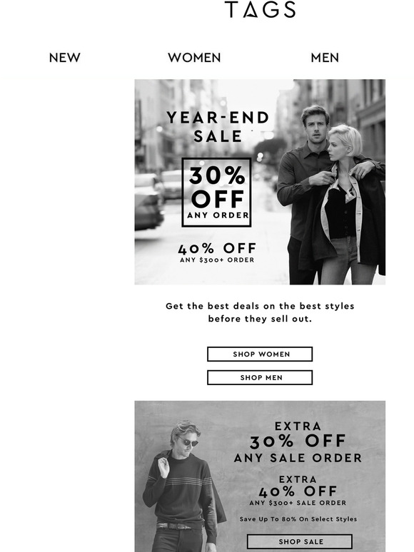 Year-end sale! 30%-80% off everything