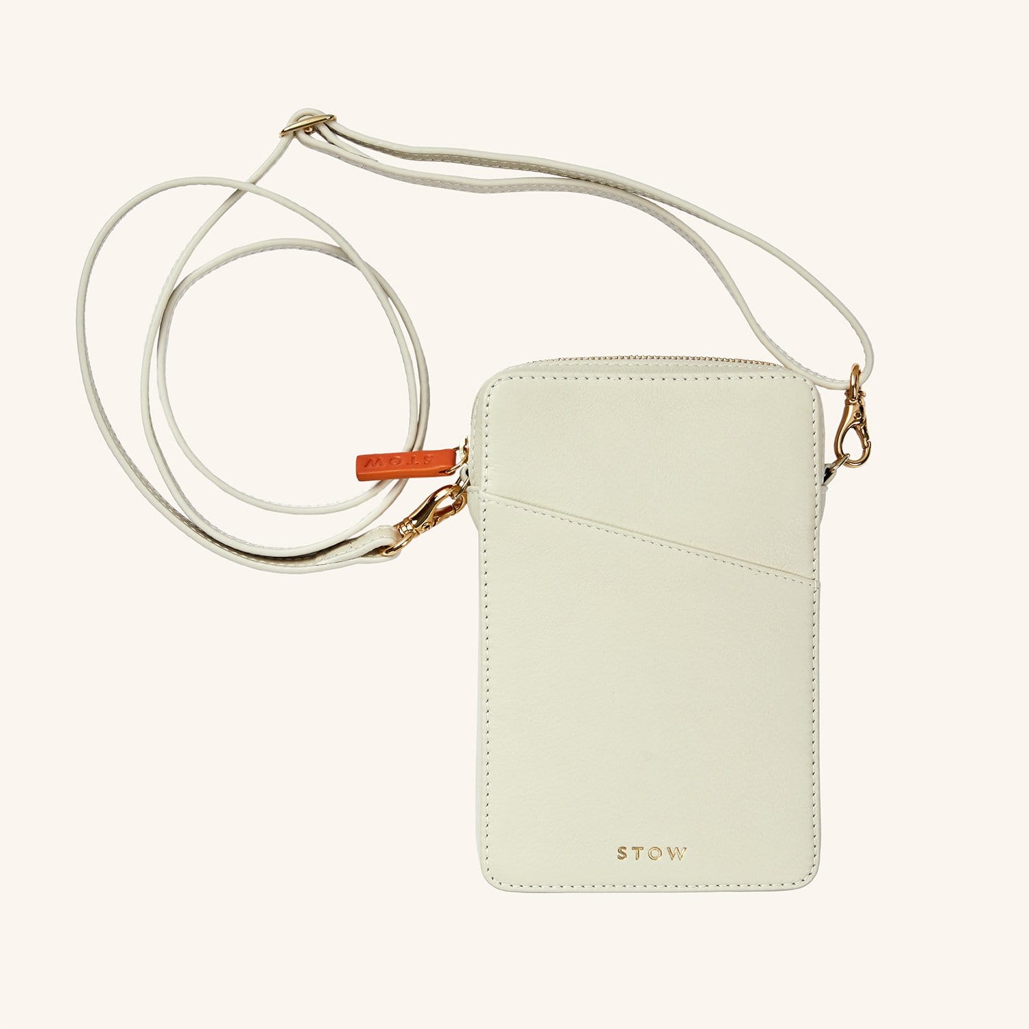 Image of Crossbody Leather Phone Wallet - Ivory & Shell