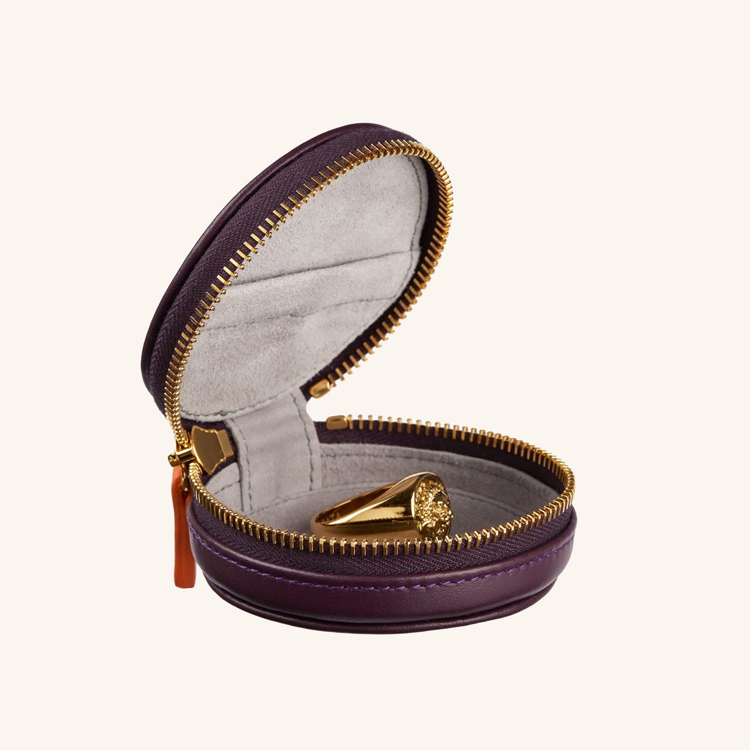 Image of The Compass Leather Accessories Case - African Violet & Warm Grey