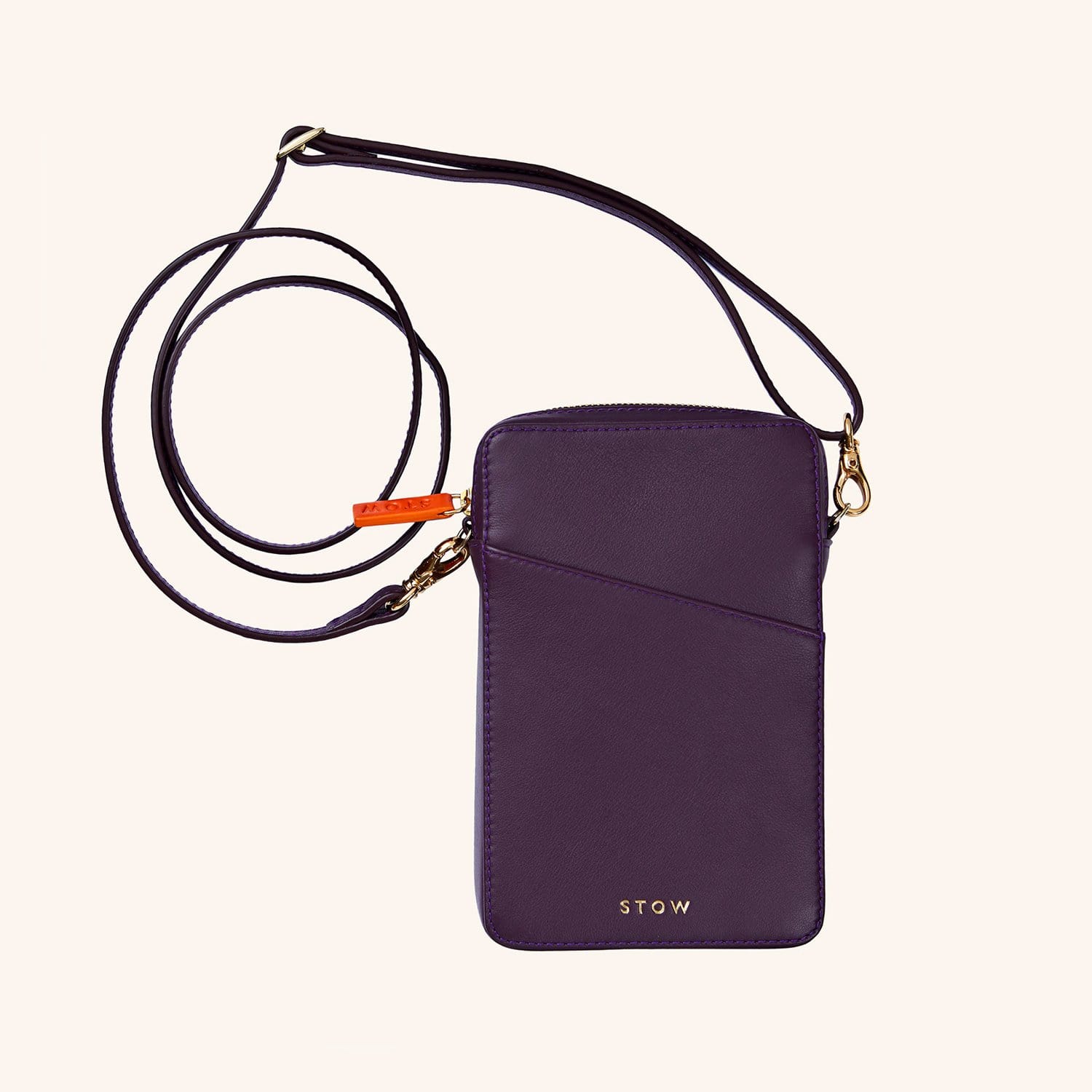 Image of Crossbody Leather Phone Wallet - African Violet & Warm Grey