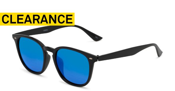 Solano in Black Frame with Blue Mirrored Lenses