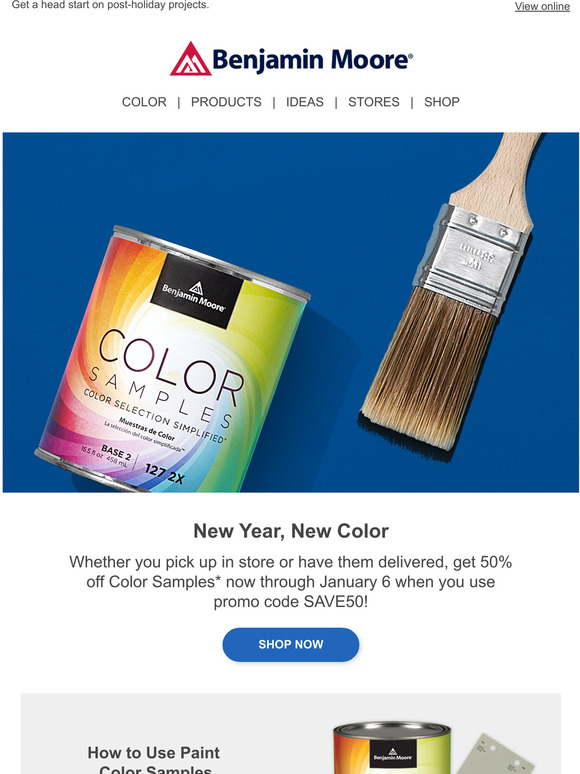 Benjamin Moore Paints 50 Off Color Samples for a Limited Time Only! Milled