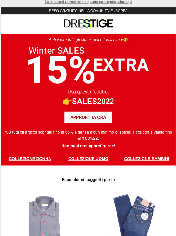 15% di sconto su articoli gi scontati fino 65%