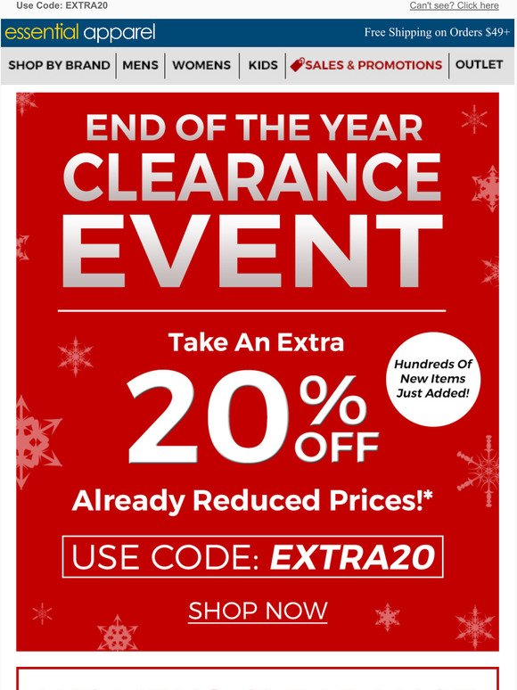 20% Off New Clearance Items