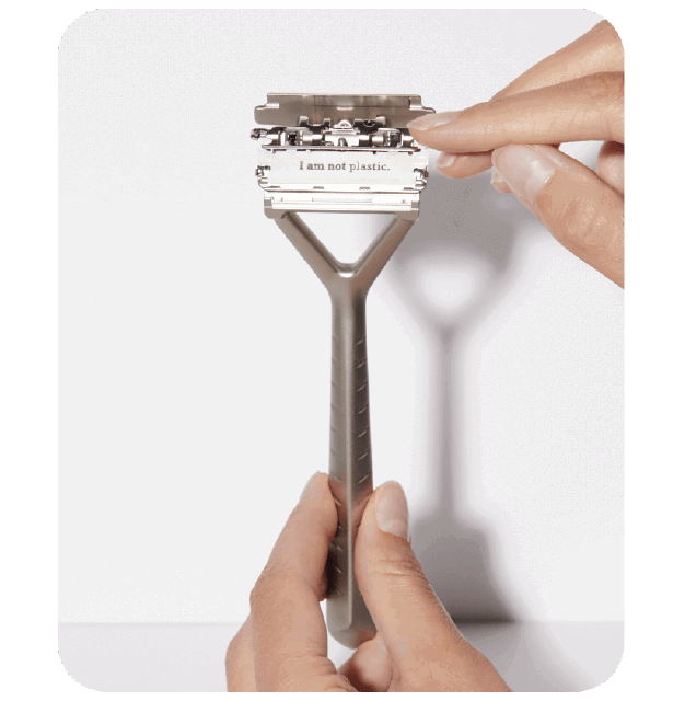 The Leaf Razor - with a blade reading "I am not plastic"