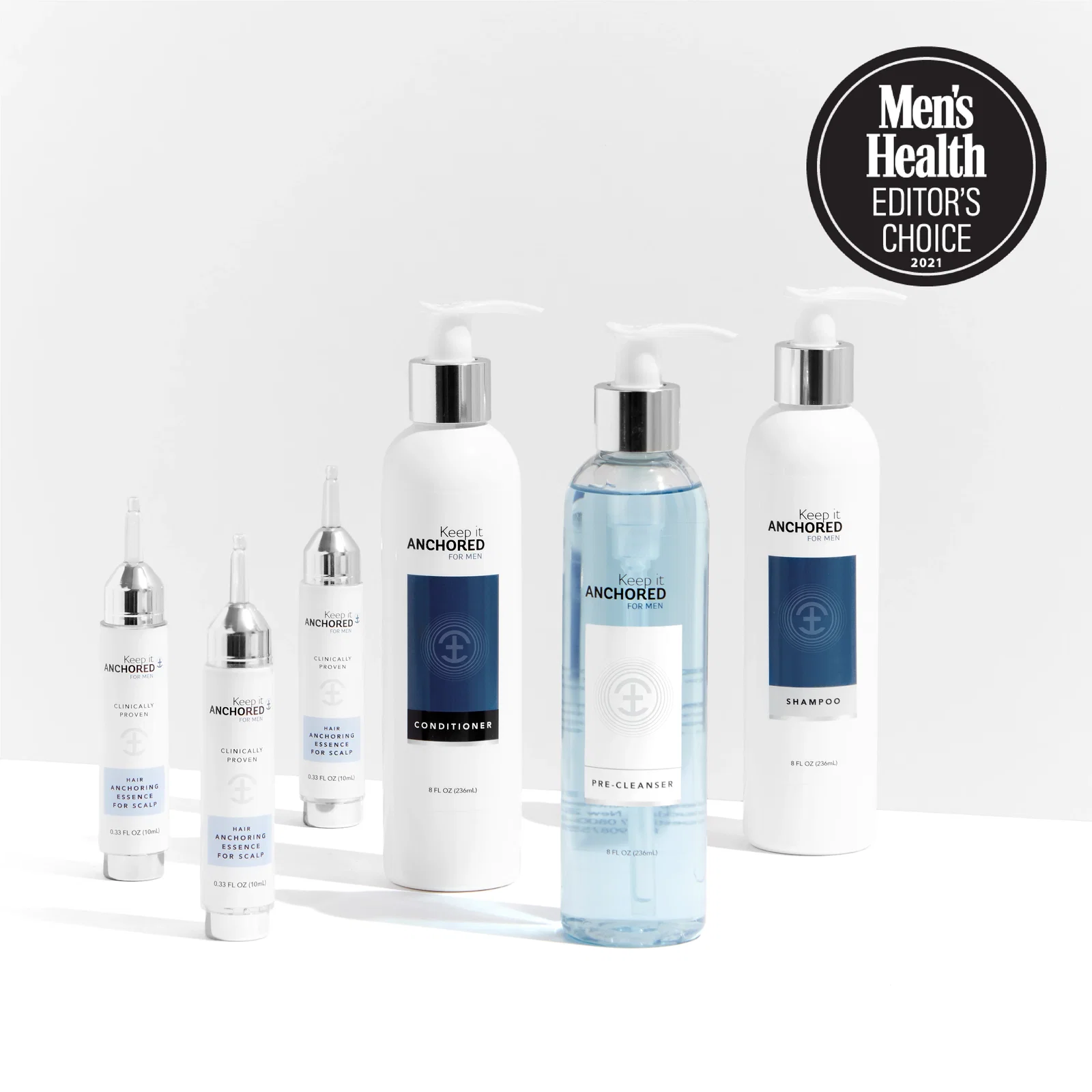 Image of COMPLETE KIT FOR MEN <br>Three HairAnchoring Essences <br>Plus Pre-Cleanser, Shampoo, Conditioner <br>