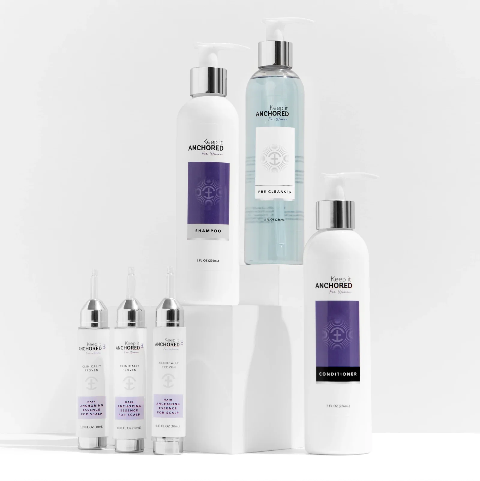 Image of COMPLETE KIT FOR WOMEN <br>Three HairAnchoring Essences <br>Plus Pre-Cleanser, Shampoo, Conditioner <br>