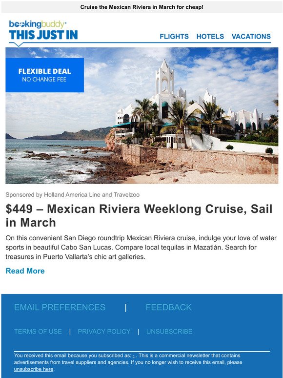 $449  Mexican Riviera Weeklong Cruise, Sail in March