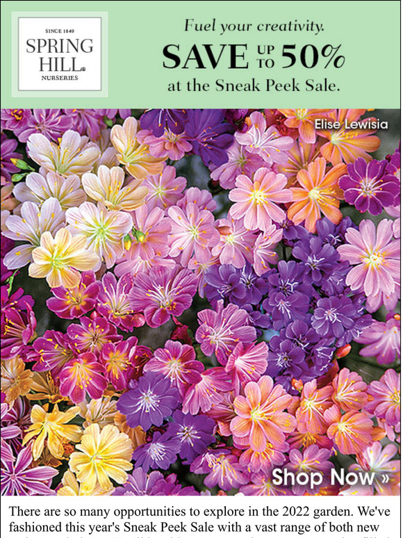 Spring Hill Nursery Introducing the Sneak Peek Sale... Milled
