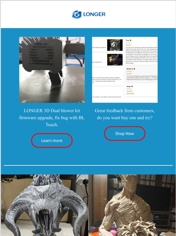 LONGER 3D Dual blower kit firmware upgrade, fix bug with BL Touch