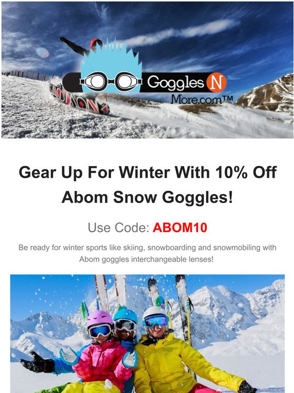 Gear Up For Winter With 10% Off Abom Snow Goggles!