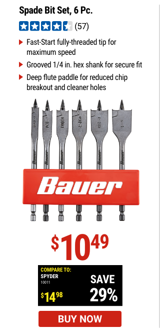 BAUER: Spade Bit Set, 6 Pc.