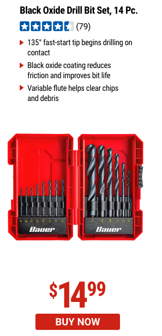 BAUER: Black Oxide Drill Bit Set, 21 Pc.