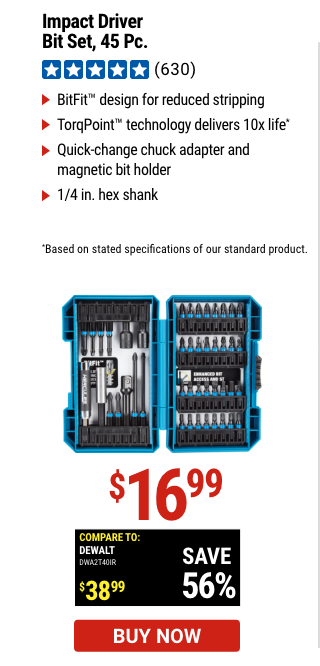 HERCULES:Impact Driver Bit Set, 45 Piece