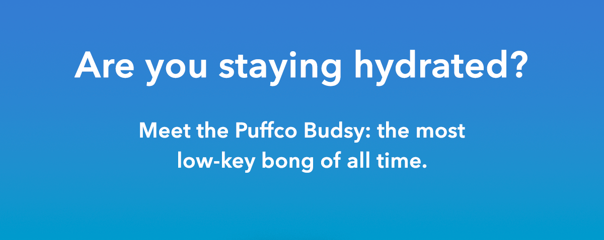 Are you staying hydrated? Meet the Puffco Budsy: the most low-key bong of all time.