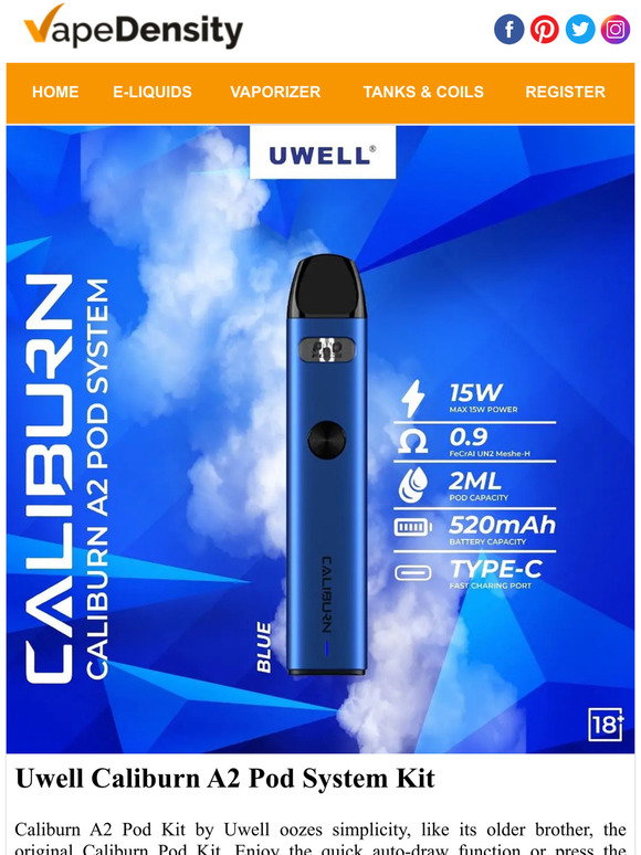 Vape Density: Uwell Caliburn A2 Pod System Kit!! | Milled
