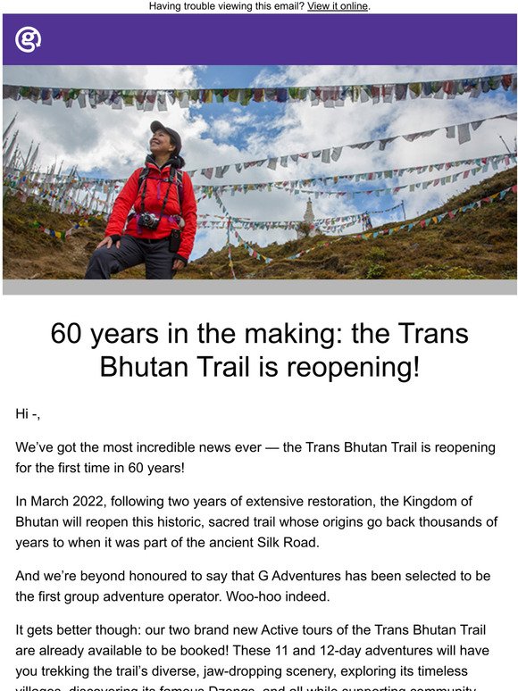 BIG NEWS: The Trans Bhutan Trail is reopening!