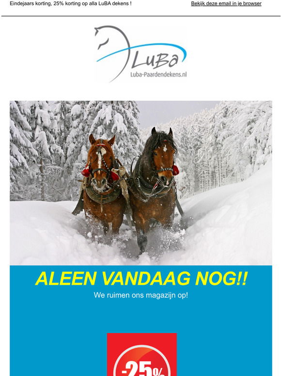 Luba-paardendekens.nl: **VANDAAG LAATSTE DAG !! 25% EINDEJAARS- UITVERKOOP KORTING op de LUBA Dekens! |